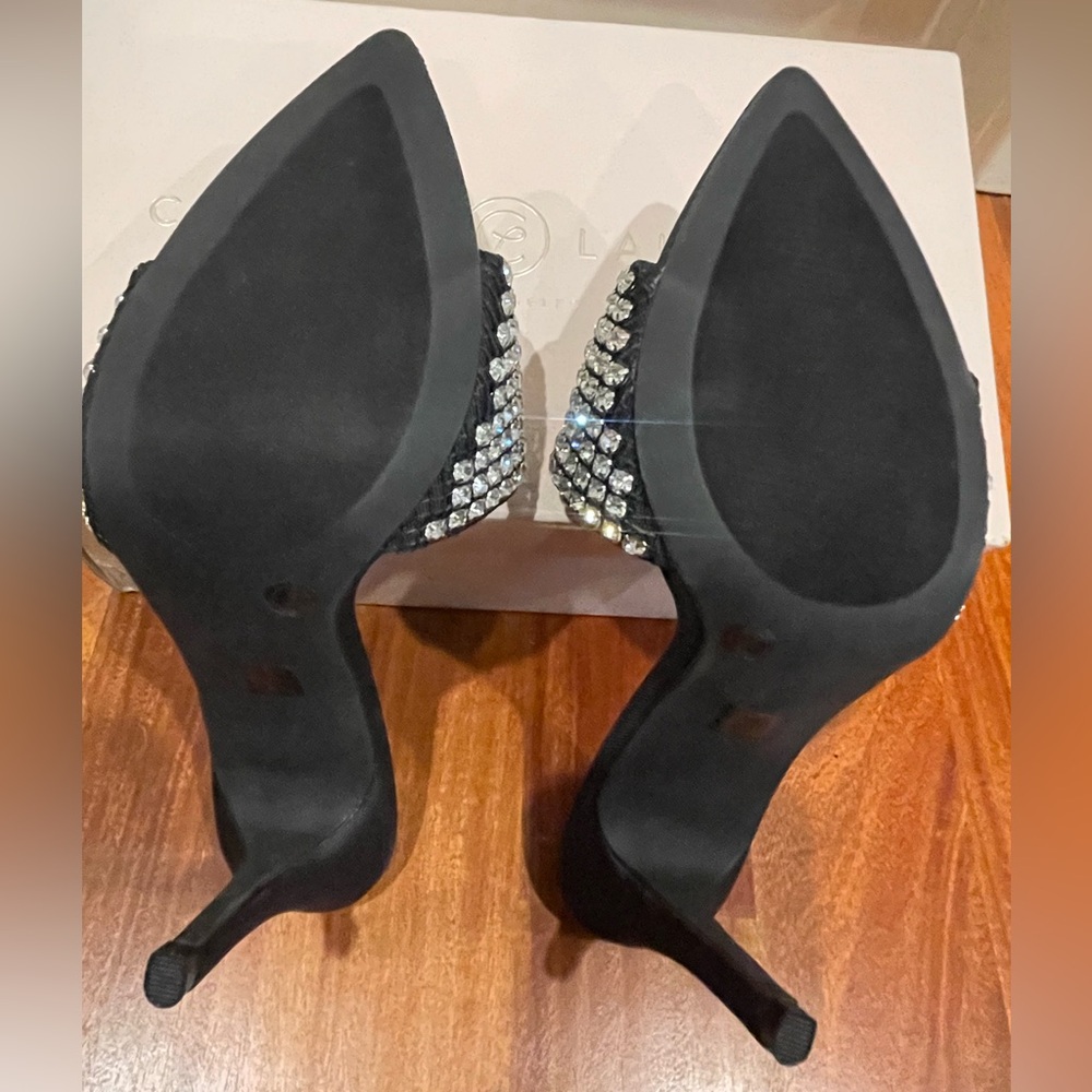 Chinese Laundry Jeepers Black Rhinestone Heels - Picture 4 of 9